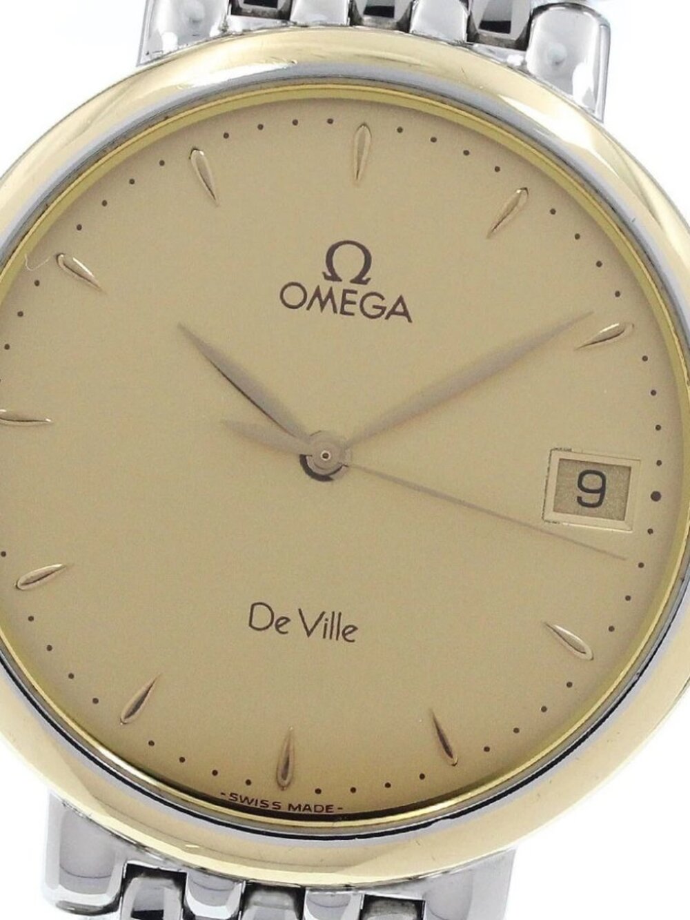 OMEGA De Ville Date Round Gold Dial Quartz Men's Watch